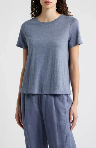 Eileen Fisher Organic Linen Crewneck T-shirt In Gray
