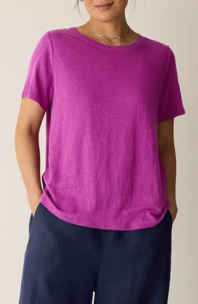 Eileen Fisher Organic Linen Crewneck T-shirt In Purple