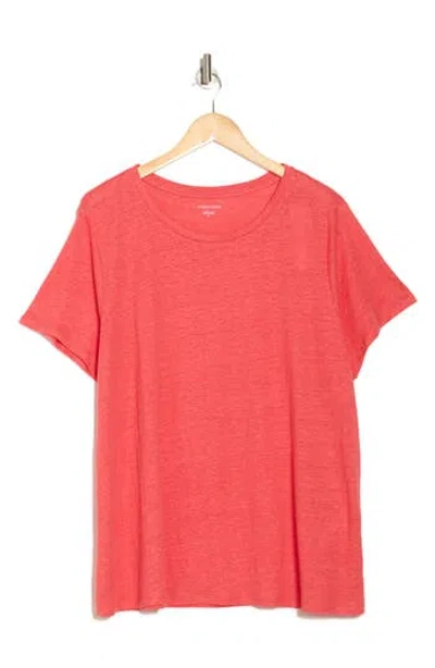 Eileen Fisher Organic Linen Crewneck T-shirt In Watermelon