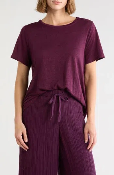Eileen Fisher Organic Linen Crewneck T-shirt In Bkbry