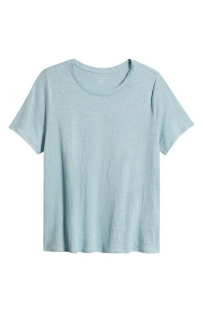Eileen Fisher Organic Linen Crewneck T-shirt In Blue