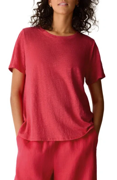 Eileen Fisher Organic Linen Crewneck T-shirt In Pink