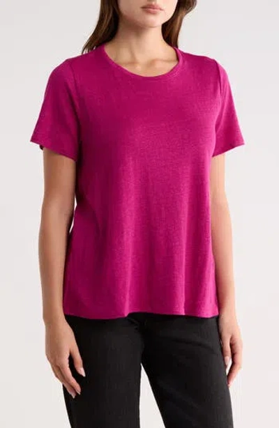 Eileen Fisher Organic Linen Crewneck T-shirt In Pink