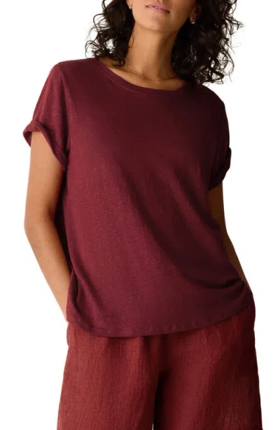 Eileen Fisher Organic Linen Crewneck T-shirt In Red