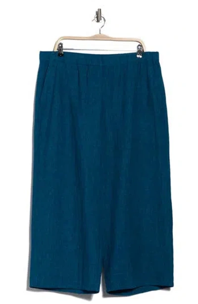 Eileen Fisher Organic Linen Crop Wide Leg Pants In Green