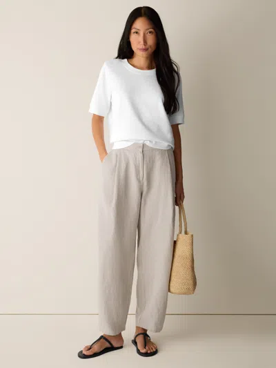 Eileen Fisher Organic Linen Curved Trouser In Undyed Natural