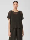Eileen Fisher Organic Linen Delave Bateau Neck Top In Black