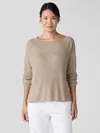 Eileen Fisher Organic Linen Delave Bateau Neck Top In Neutral
