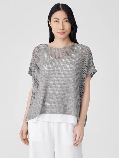Eileen Fisher Organic Linen Delave Bateau Neck Top In Espresso