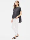 Eileen Fisher Organic Linen Delave Flutter Top In Blue