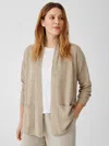 Eileen Fisher Organic Linen Delave High Collar Cardigan In Neutral