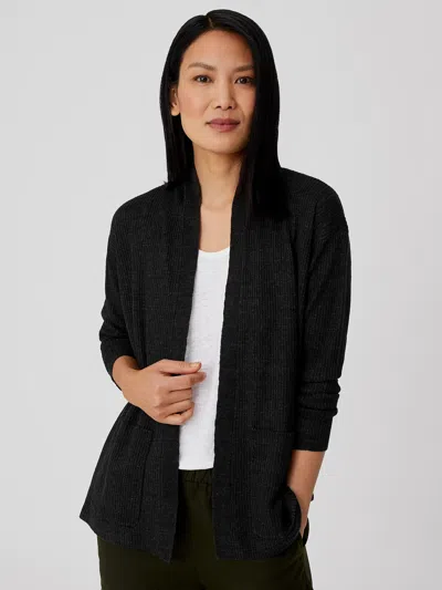 Eileen Fisher Organic Linen Delave High Collar Cardigan In Green