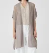 Eileen Fisher Organic Linen Délavé Long Cardigan In Natural In White
