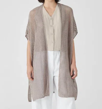Eileen Fisher Organic Linen Délavé Long Cardigan In Natural In White
