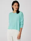 Eileen Fisher Organic Linen Delave Round Neck Top In Blue