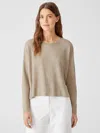 Eileen Fisher Organic Linen Delave Round Neck Top In Brown