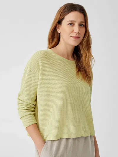 Eileen Fisher Organic Linen Delave Round Neck Top In Yellow