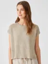 Eileen Fisher Organic Linen Delave Square Top In Green