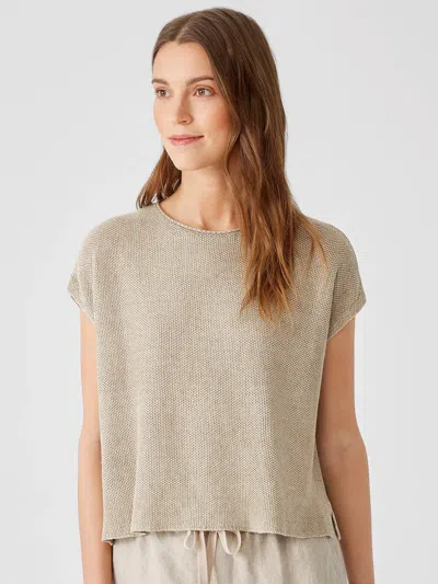 Eileen Fisher Organic Linen Delave Square Top In Green