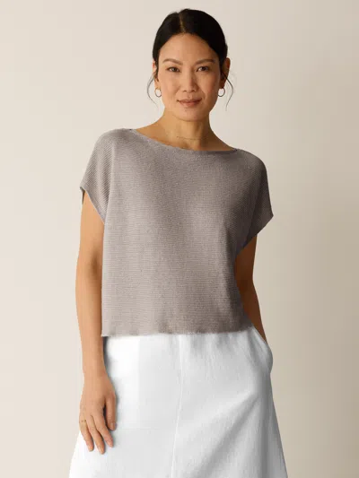 Eileen Fisher Organic Linen Delave Square Top In Neutral