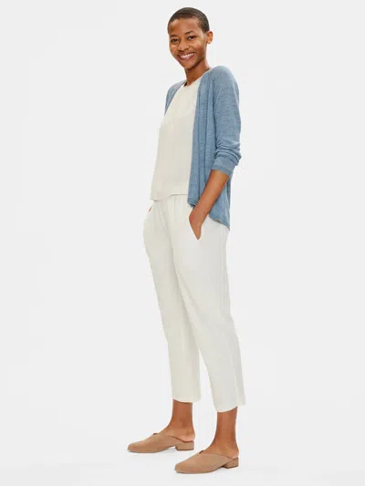 Eileen Fisher Organic Linen Delave V-neck Cardigan In Blue