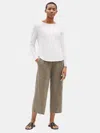 Eileen Fisher Organic Linen Delave Wide Cropped Pant In Gray