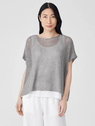 Eileen Fisher Organic Linen Delave Bateau Neck Top In Gray