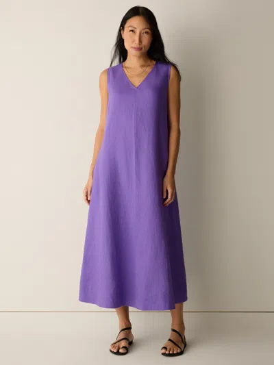 Eileen Fisher Organic Linen Easy Dress In Purple