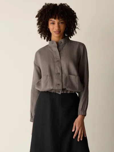 Eileen Fisher Organic Linen Flight Jacket In Walnut