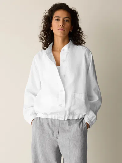 Eileen Fisher Organic Linen Flight Jacket In White
