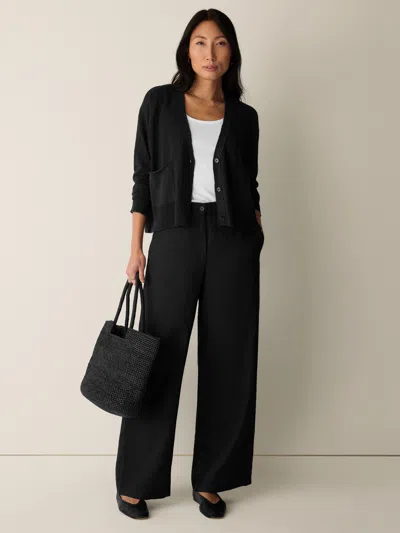 Eileen Fisher Organic Linen Full-length Trouser In Black