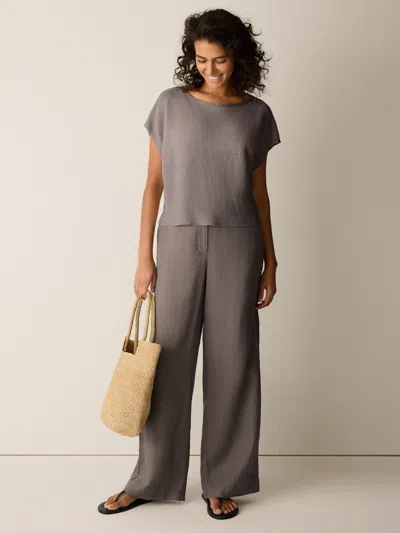 Eileen Fisher Organic Linen Full-length Trouser In Walnut