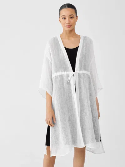Eileen Fisher Organic Linen Gauze Belted Jacket In White