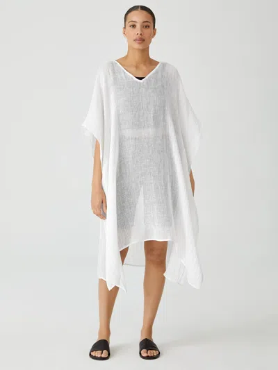 Eileen Fisher Organic Linen Gauze Caftan In White