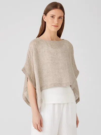 Eileen Fisher Organic Linen Gauze Poncho In Brown