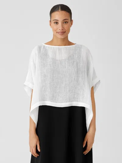 Eileen Fisher Organic Linen Gauze Poncho In White