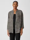 Eileen Fisher Organic Linen Gauze Strata Mandarin Collar Shirt In Black