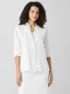 Eileen Fisher Single-button Organic Linen Jacket In White