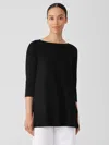 Eileen Fisher Organic Linen Jersey Bateau Neck Top In Black