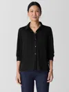 Eileen Fisher Organic Linen Jersey Classic Collar Shirt In Black