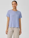 Eileen Fisher Organic Linen Jersey Crew Neck Tee In Blue