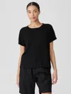 Eileen Fisher Organic Linen Jersey Crew Neck Tee In Black