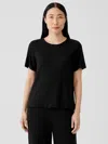 Eileen Fisher Organic Linen Jersey Crew Neck Tee In Black