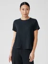 Eileen Fisher Organic Linen Jersey Crew Neck Tee In Blue