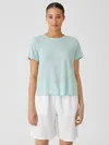 Eileen Fisher Organic Linen Jersey Crew Neck Tee In Blue