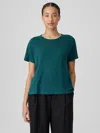Eileen Fisher Organic Linen Jersey Crew Neck Tee In Blue
