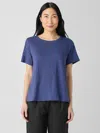 Eileen Fisher Organic Linen Jersey Crew Neck Tee In Blue