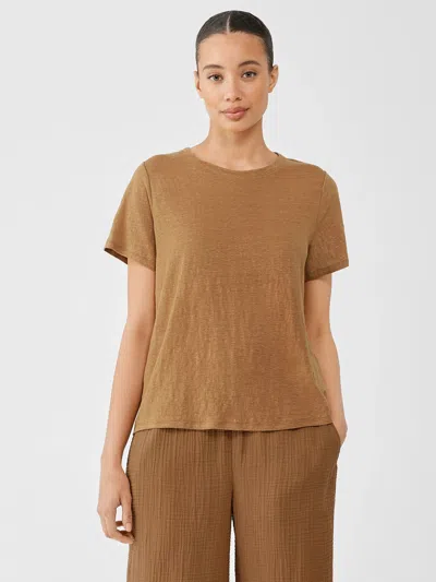 EILEEN FISHER ORGANIC LINEN JERSEY CREW NECK TEE