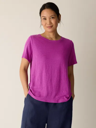 Eileen Fisher Organic Linen Jersey Crew Neck Tee In Purple