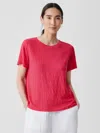Eileen Fisher Organic Linen Jersey Crew Neck Tee In Pink